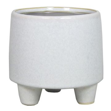 Pot en céramique scandinave JABARI avec pieds, moucheté, blanc-gris, 12cm, Ø12,8cm