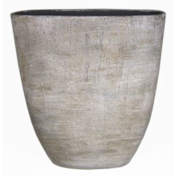 Vase ovale en céramique AGAPE avec veinure, blanc-brun, 51x17x57cm