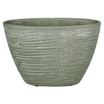 Pot ovale en céramique pour orchidée ADELPHOS, rainures, gris-brun, 32x14,5x22,5cm