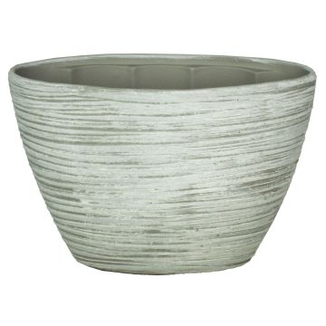 Pot ovale en céramique pour orchidée ADELPHOS, rainures, blanc-gris clair, 32x14,5x22,5cm