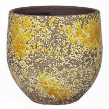 Pot en céramique rustique TSCHIL, dégradé, jaune ocre-brun, 13cm, Ø14cm