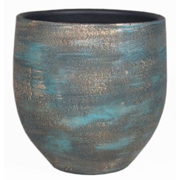 Pot de fleurs en céramique AETIOS, dégradé, bleu-or, 16cm, Ø17cm