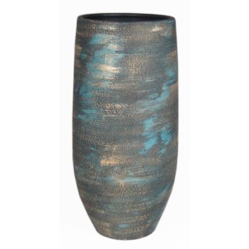 Vase à fleurs en céramique AETIOS, dégradé, bleu-or, 45cm, Ø20cm