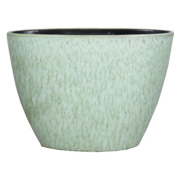 Cache-pot ovale en céramique ELIEL, mouchetée, vert menthe-blanc, 32x15x22cm