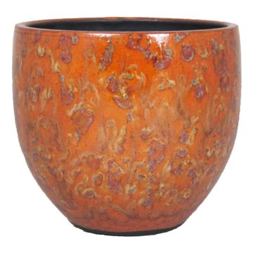 Cache-pot ELIEL en céramique, moucheté, jaune-orange, 16cm, Ø17cm