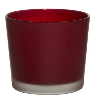 Cache-pot en verre ALENA FROST, rouge mat, 12,5cm, Ø14,5cm