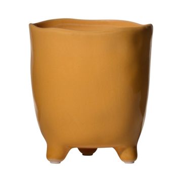 Pot de fleurs en céramique CATIA avec pieds, orange-brun, 10cm, Ø12cm