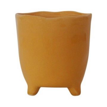 Pot de fleurs en céramique CATIA avec pieds, orange-brun, 15cm, Ø13,5cm