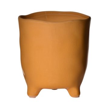 Pot de fleurs en céramique CATIA avec pieds, orange-brun, 16cm, Ø15,5cm