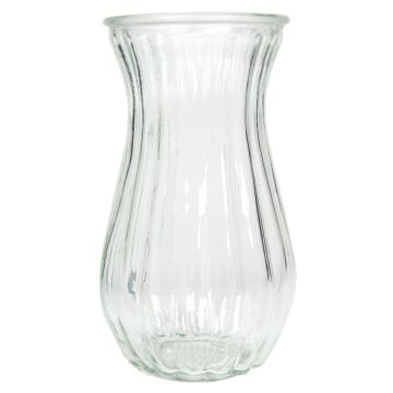 Vase en verre CAITRIA avec rainures, transparent, 22,5cm, Ø13cm