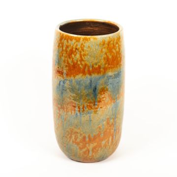 Vase en céramique GIORGOS avec motif, ocre-vert-bleu, 40cm, Ø21cm