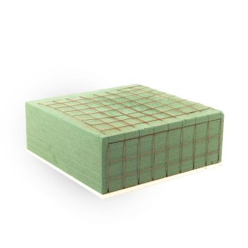 Ökodur Brique de mousse florale pour fleurs de deuil VESDO avec grille métallique, poignée prise, support en bois naturel, vert, 23x22x8,5cm