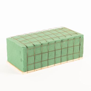 Ökodur Brique de mousse florale pour fleurs de deuil SERLO avec grille métallique, support en bois naturel, vert, 23x11x8,5cm