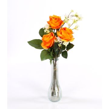 Bouquet de roses artificiel SIMONY, orange, 45cm, Ø20cm