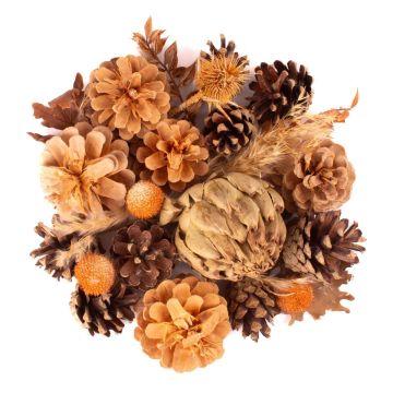 Pot-pourri d'automne YIDU, pommes de pin, branches séchées, brun-orange-vert, 250g