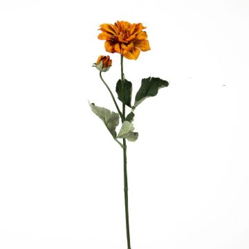 Branche fleurie artificielle Dahlia GINGER, collection écologique, orange-jaune, 60cm, Ø10cm